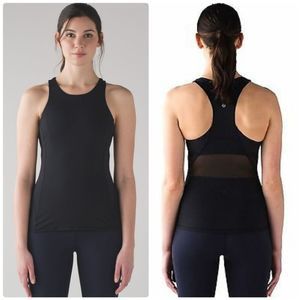 lululemon athletica Black Racerback Mesh-Back Tank